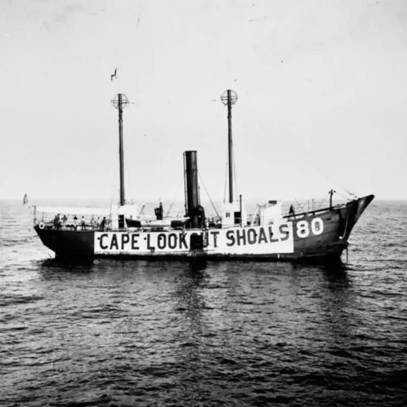 Photograph of the Cape Lookout Lightship, the last vessel to see the Carroll A. Deering before she went aground. (National Park Service) Photograph of the Cape Lookout Lightship, the last vessel to see the Carroll A. Deering before she went aground. (National Park Service)